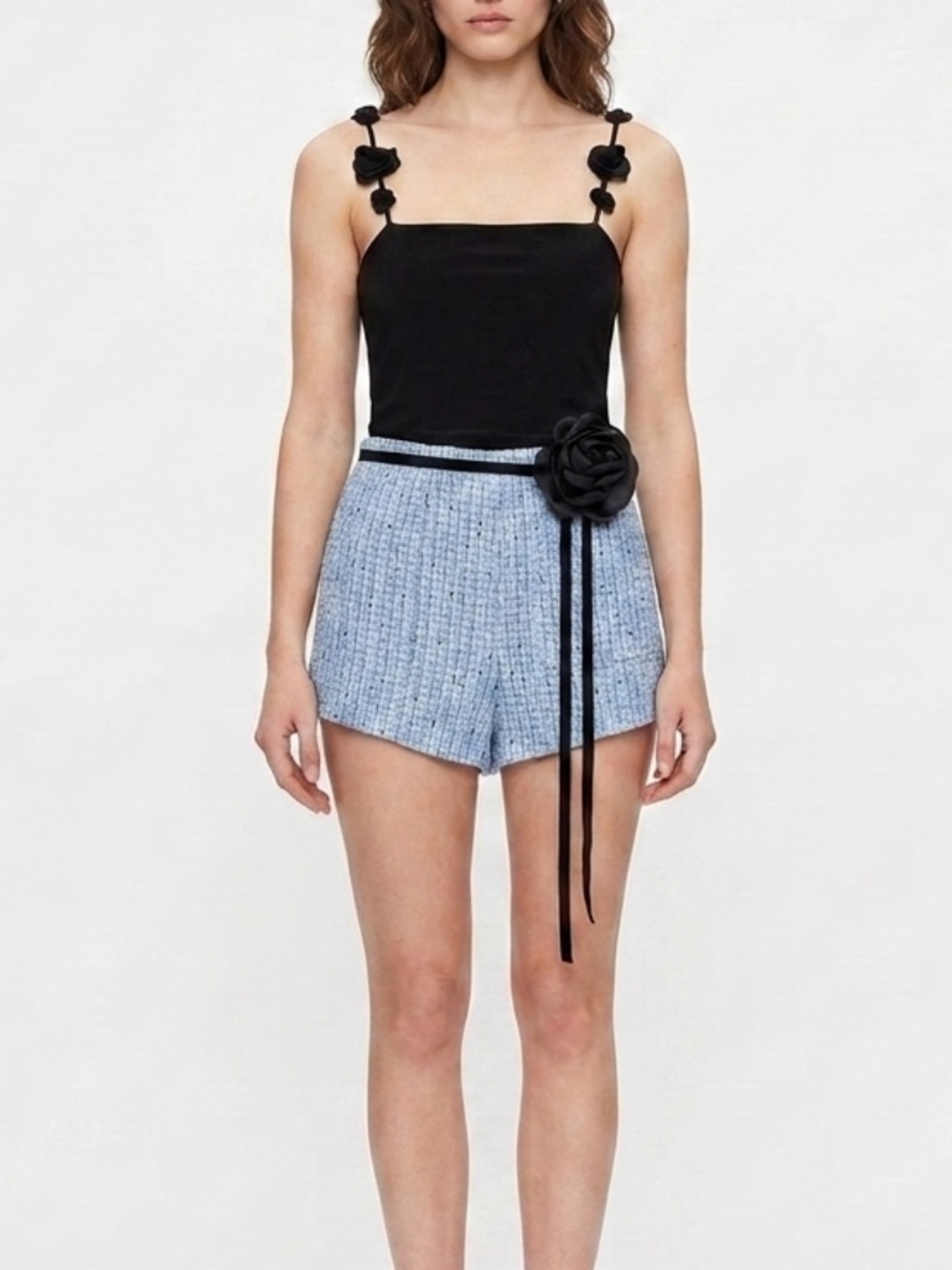 Lovers + Friends Domino Hot Short in Blue Tweed Sz Small